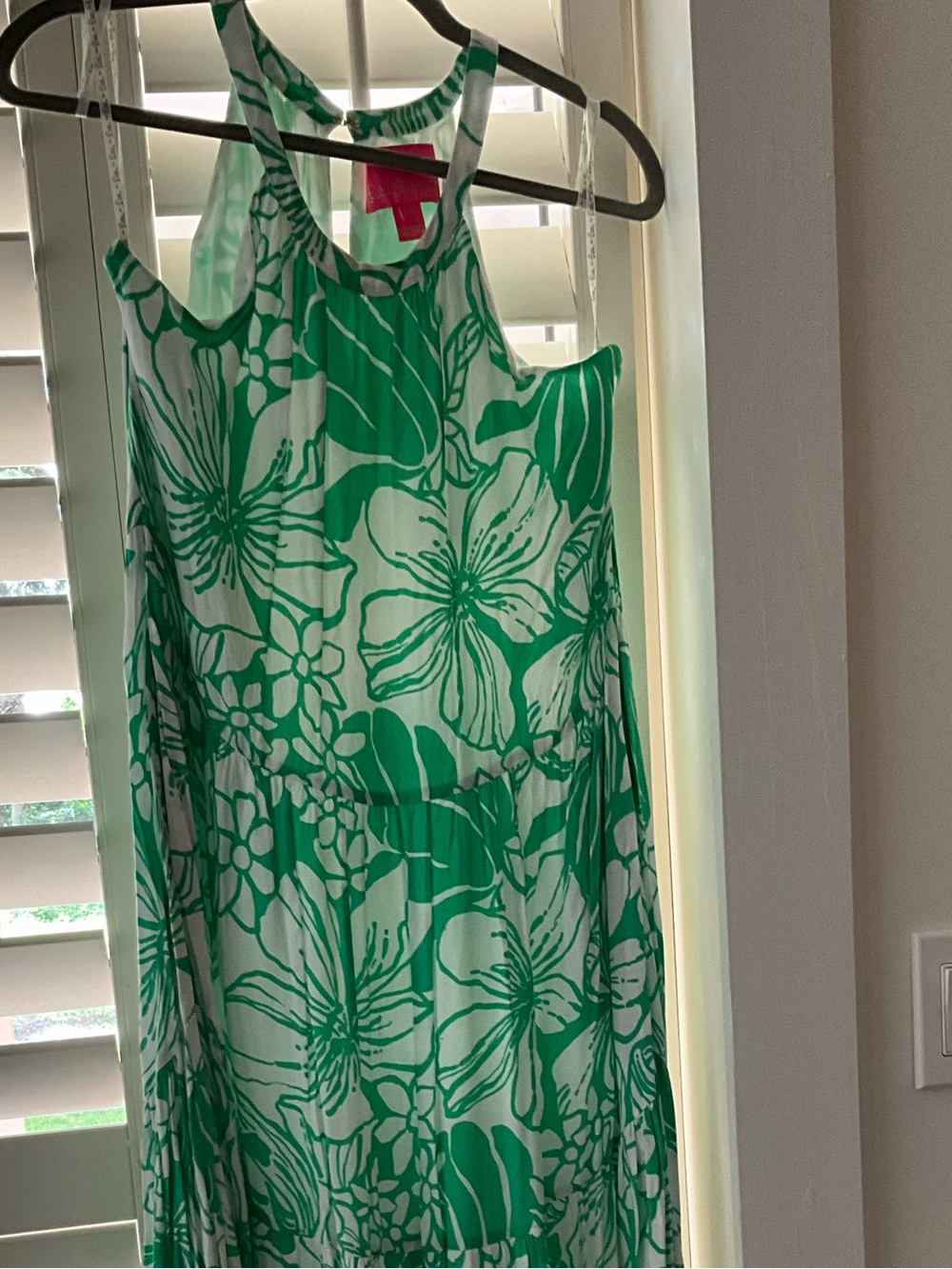 LILLY PULITZER Green and White Floral Tiered Maxi Dress- MED - Picture 7 of 7